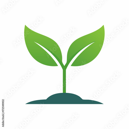 Eco-friendly concept icon of a small green plant seedling growing from soil. A clean vector graphic representing nature, sustainability, and new beginnings