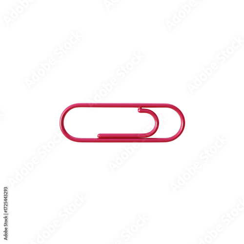 Red paperclip isolated on transparent background