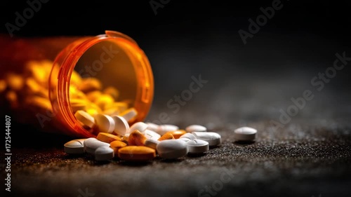 A bottle of pills spills onto a surface, highlighting the risks associated with incorrect medication use. The focus is on preventing misuse and promoting safe practices in health