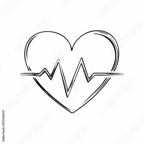 Artistic rendering of a heart intertwined with a rhythmic pulse line, conceptually representing health, life, and vitality. An abstract symbol of well-being and love