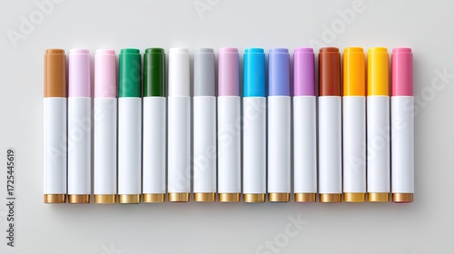 Colorful Markers in a Row on a Neutral Background for Creative Projects and Art Supplies
