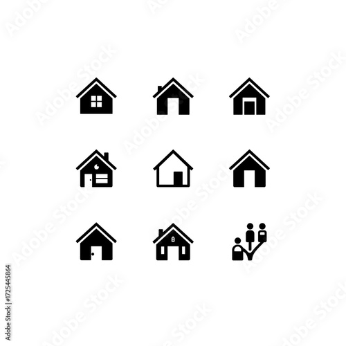 Home and Factory Icon Set | Minimal Vector Design for Industry, Real Estate, and Construction