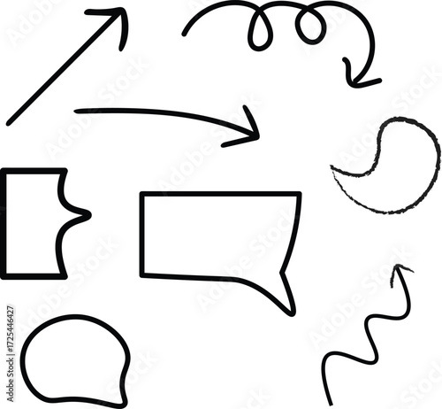 Hand Drawn Arrows and Speech Bubble Doodle Set