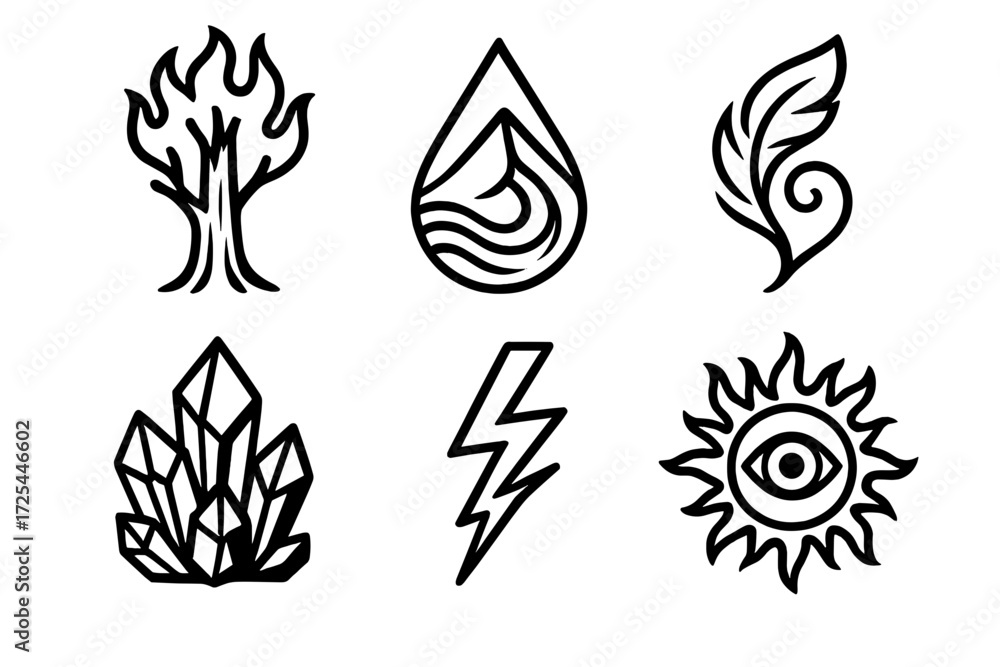 Fototapeta premium Vector Illustration of Elemental Fusion Icons