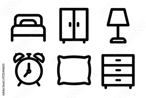 Vector Illustration of Bedroom Essentials Icons