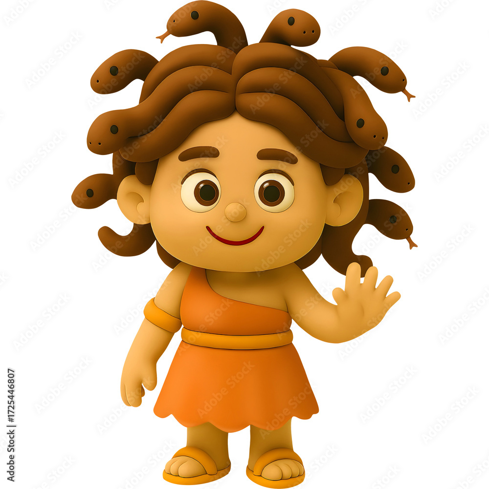 Fototapeta premium 3D Icon Medusa Figure, Halloween Costume Party, 3D PNG Medusa Figure 