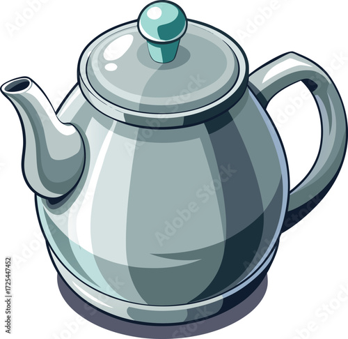 Silver teapot with teal lid and handle on white icon isolated on white transparent background vector eps png jpg business people clipping path cutout 2025 2026 4k full hd poster banner label download