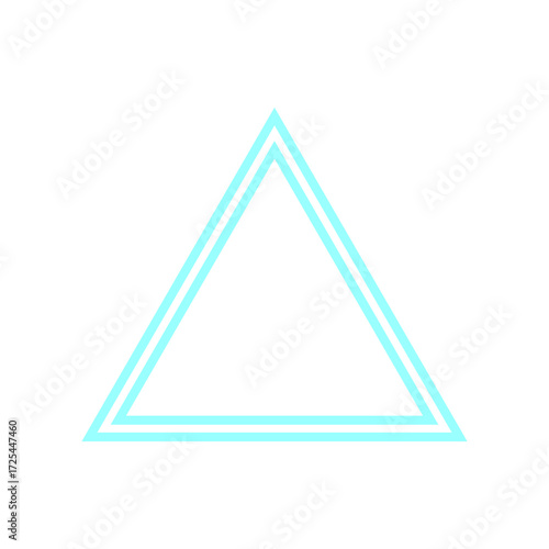 A double-lined, equilateral triangle, glowing with a light blue color, is centered on a plain white background.