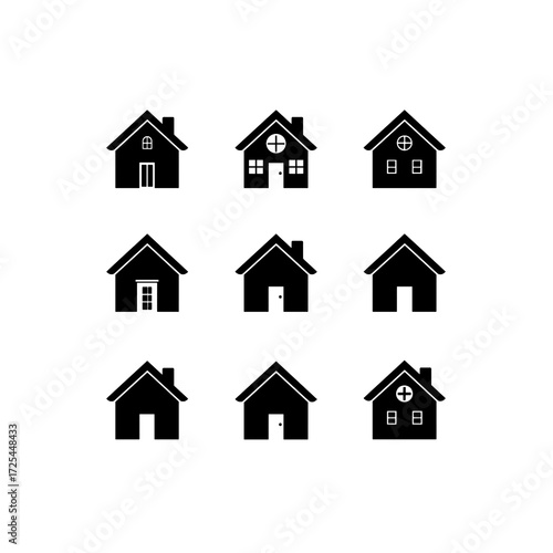 Home and Factory Icon Set | Minimal Vector Design for Industry, Real Estate, and Construction