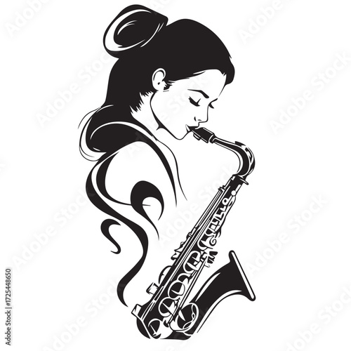 saxophone player on a white background