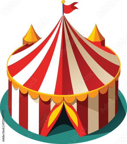 Striped red and tan circus tent with yellow icon isolated on white transparent background vector eps png jpg business people clipping path cutout 2025 2026 4k full hd poster banner label download