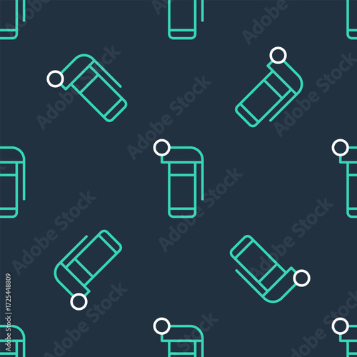 Line Hand grenade icon isolated seamless pattern on black background. Bomb explosion. Vector