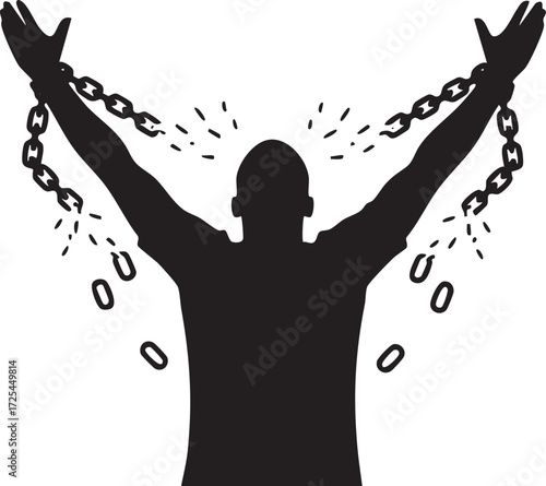 Breaking Free, Man Breaking Chains Illustration