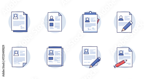 Collection of resume icons and writing tools for job applications
