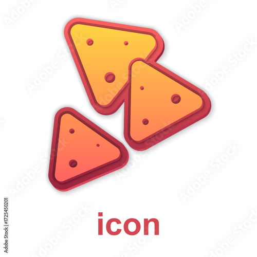 Gold Nachos icon isolated on white background. Tortilla chips or nachos tortillas. Traditional mexican fast food. Vector