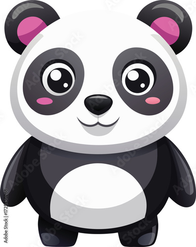 Cute cartoon panda bear with pink cheeks and icon isolated on white transparent background vector eps png jpg business people clipping path cutout 2025 2026 4k full hd poster banner label download
