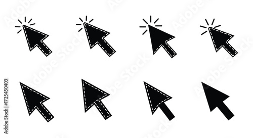 Multiple black arrow cursors displayed in a grid arrangement on a white background