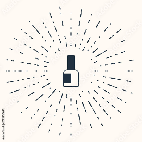 Grey Bottle of nail polish icon isolated on beige background. Abstract circle random dots. Vector