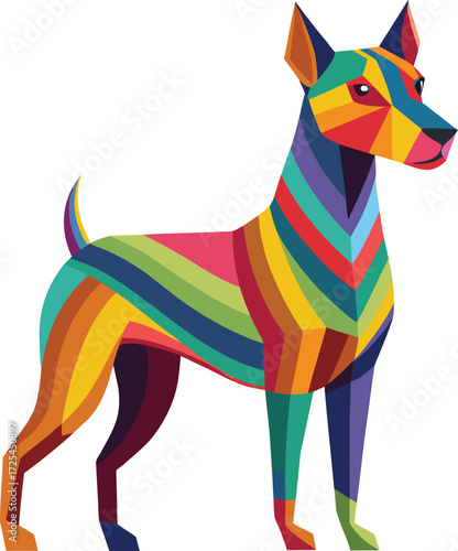 Geometric dog illustration in vibrant rainbow icon isolated on white transparent background vector eps png jpg business people clipping path cutout 2025 2026 4k full hd poster banner label download