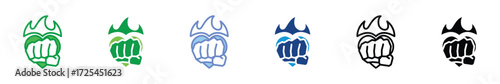 Passion Icon Set – Heart with Fist, Motivation, Strength, Determination, Energy, Drive