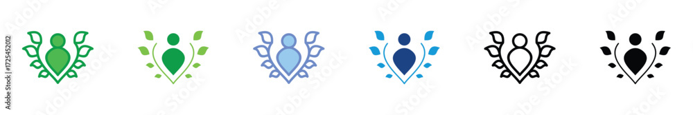 Fototapeta premium Self Growth Icon Set – Personal Development, Mindset, Motivation, Wellness, Achievement, Success