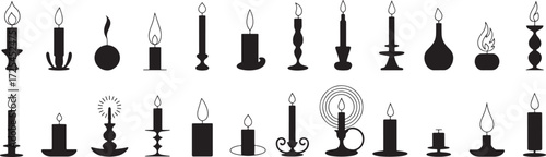 Candle Silhouette Vector Set — Religious, Commemorative & Party Icons