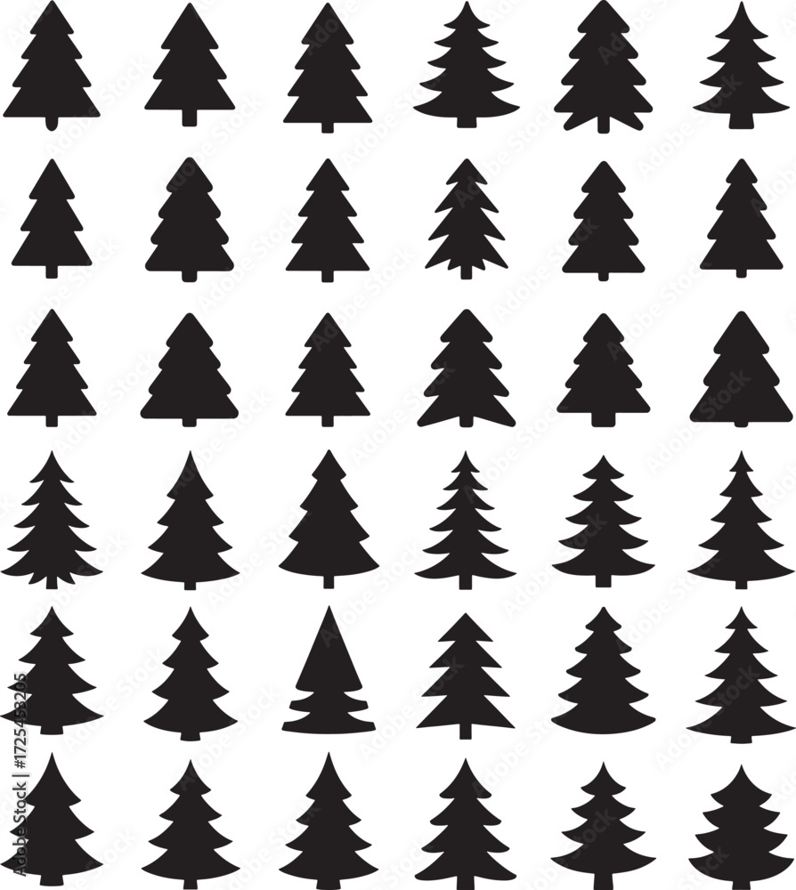 Fototapeta premium set christmas tree silhouette