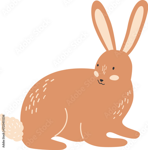 Brown rabbit white tail pink ears white dots on fur