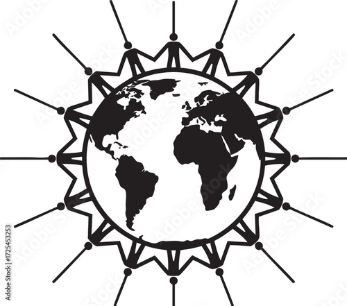 Global Unity and Connection Concept - People Holding Hands Around the Earth Symbol