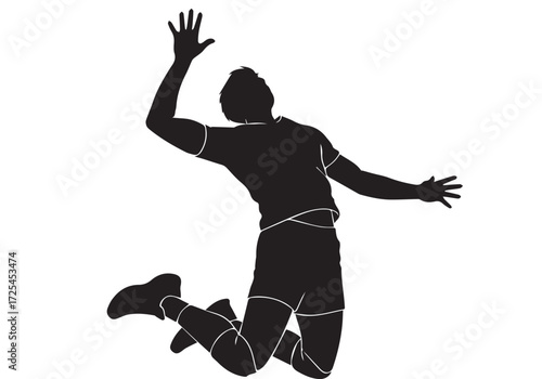 Silhouette of Volleyball Player Jumping
