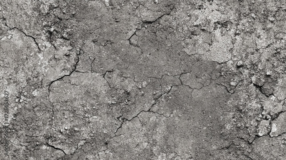 Obraz premium Industrial dark gray cement texture with coarse particles and cracks, seamless weathered pattern for loft design and factory floors, renovation material