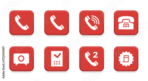 Collection of various red phone and communication related icons displayed clearly