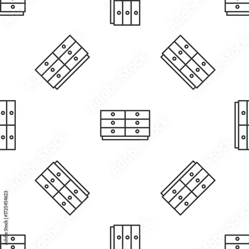 Grey line Chest of drawers icon isolated seamless pattern on white background. Vector