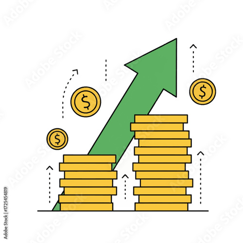 Financial growth vector art. A clean, scalable vector image showing an increase in savings and investment returns. Great for fintech, banking, and personal finance content.