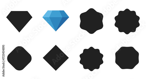 Collection of gemstone shapes in varying styles and contrasting colors