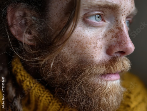 Bearded man with piercing b...