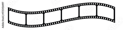 Vector art of curved film strip with blank frames
