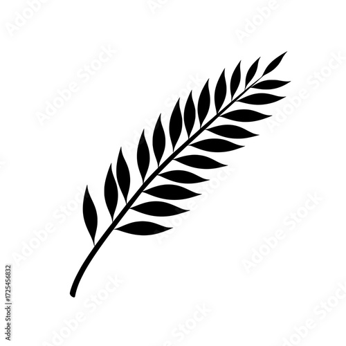 A stylized black icon of a wheat sprig is presented, signifying harvest, abundance, and growth, making it suitable for themes related to agriculture, food, and environmental awareness