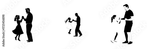Illustration of a father and daughter dancing in silhouette form