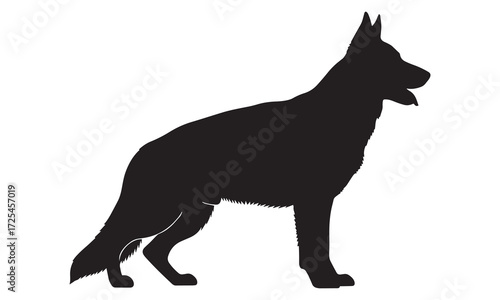 Silhouette of Guard Dog Standing Alert Police Security Vecto