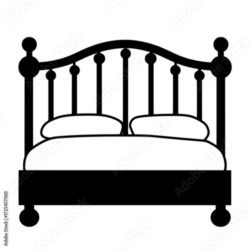 The Double Bed Icon is a modern and elegant representation of a double bed with two pillows, suitable for use on websites, apps, and presentations focused on hotels, accommodation, or sleep