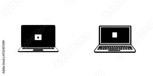 The laptop icon is a simple yet elegant representation of a laptop computer, ideal for symbolizing technology, communication, or digital work, emphasizing functionality and connectivity