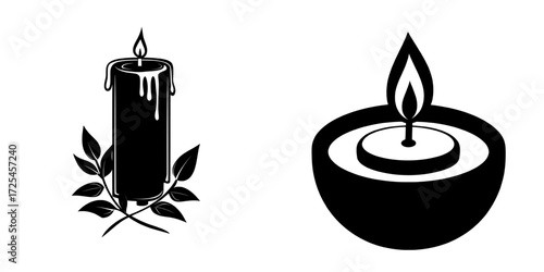 The Burning Candle Icon is a simple yet evocative symbol of a single lit candle, representing warmth, remembrance, or tranquility, and suitable for various uses