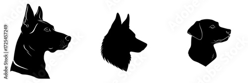 The profile view of a dog's head in simple black silhouette conveys a sense of elegant minimalism, making it suitable for logo creation or projects related to pets