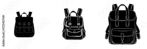 The Black Backpack Icon is a sleek symbol of a black backpack, ideal for representing travel, school, or outdoor activities, with a simple design that can be easily integrated into multiple projects