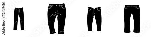 The Simple Pants Icon features a clean and minimalist black silhouette of a pair of pants, ideal for website design, app development, or any project requiring a simple and stylish icon