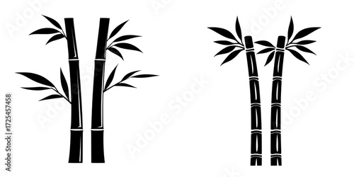 The elegant black silhouette of bamboo stalks and leaves in Bamboo Silhouette represents tranquility, growth, and resilience, making it perfect for minimalist designs and nature-inspired projects