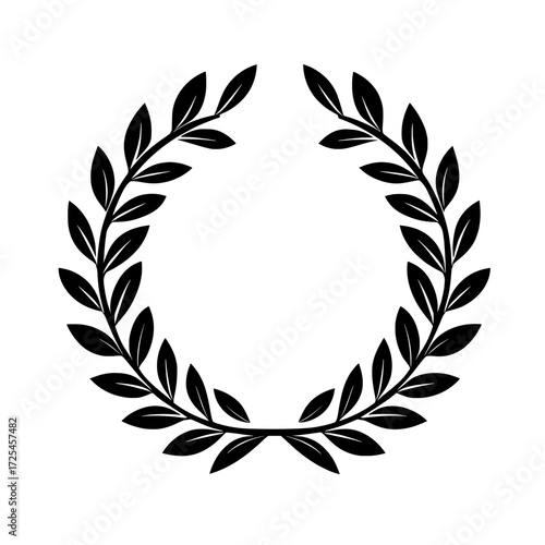 A laurel wreath, illustrated in a classic black and white style, is a symbol of achievement, victory, and honor, and can add an air of sophistication and prestige to various designs