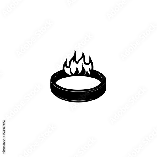 Fiery Ring is a graphic design that features a black circle engulfed in flames, symbolizing intensity, power, and passion, and is well-suited for projects that require a dash of energetic and fiery