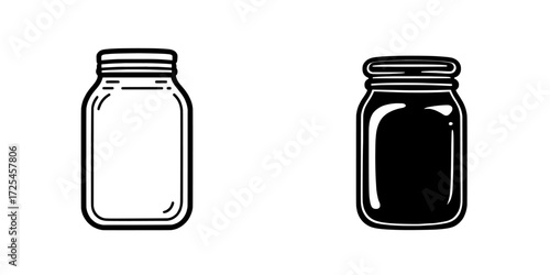 The Glass Jar Icon is a simple yet versatile black silhouette icon of a glass jar with a blank label, ideal for numerous uses, and its clean design provides endless opportunities for customization
